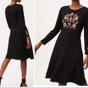 Loft embroidered long sleeved dress